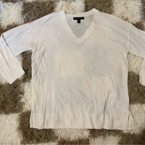 Banana Republic Ivory Knit V-Neck Top